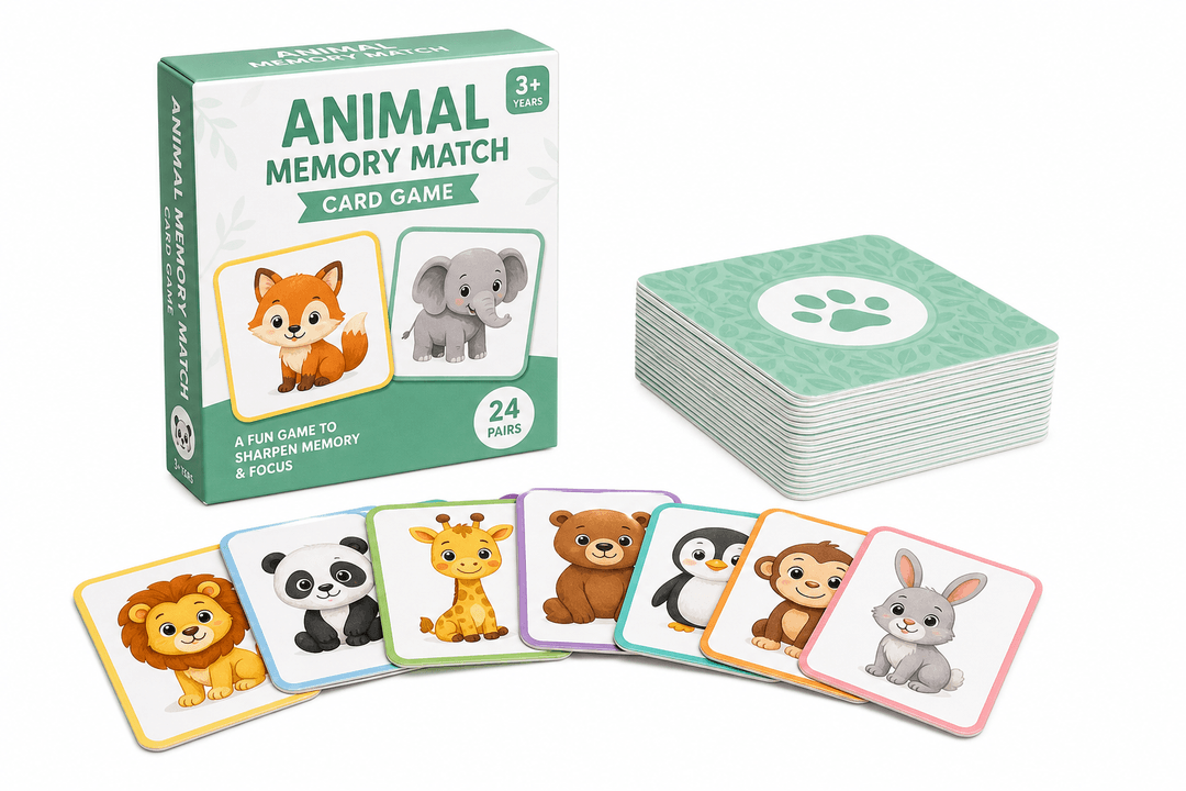 Animal Memory Match Card Game - 36 pairs product photograph on white background