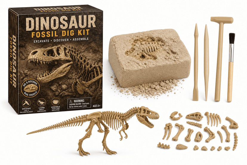 Dinosaur Fossil Dig Kit - dig kit product photograph on white background