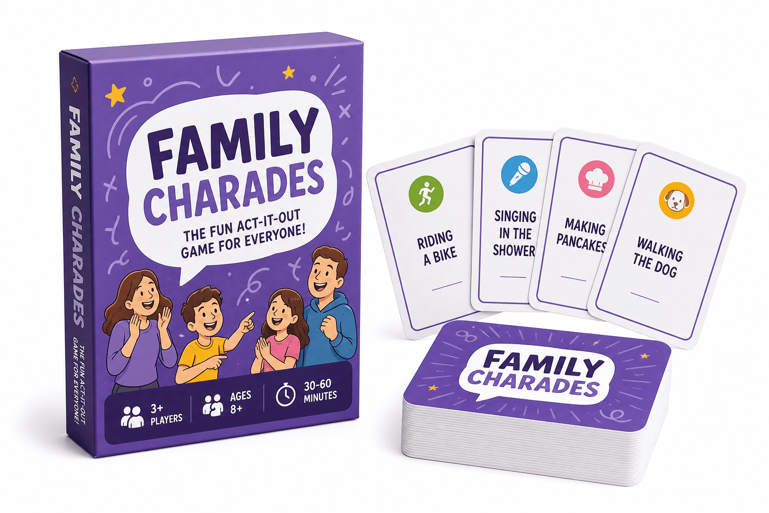 Family Charades Card Game - 120 cards product photograph on white background