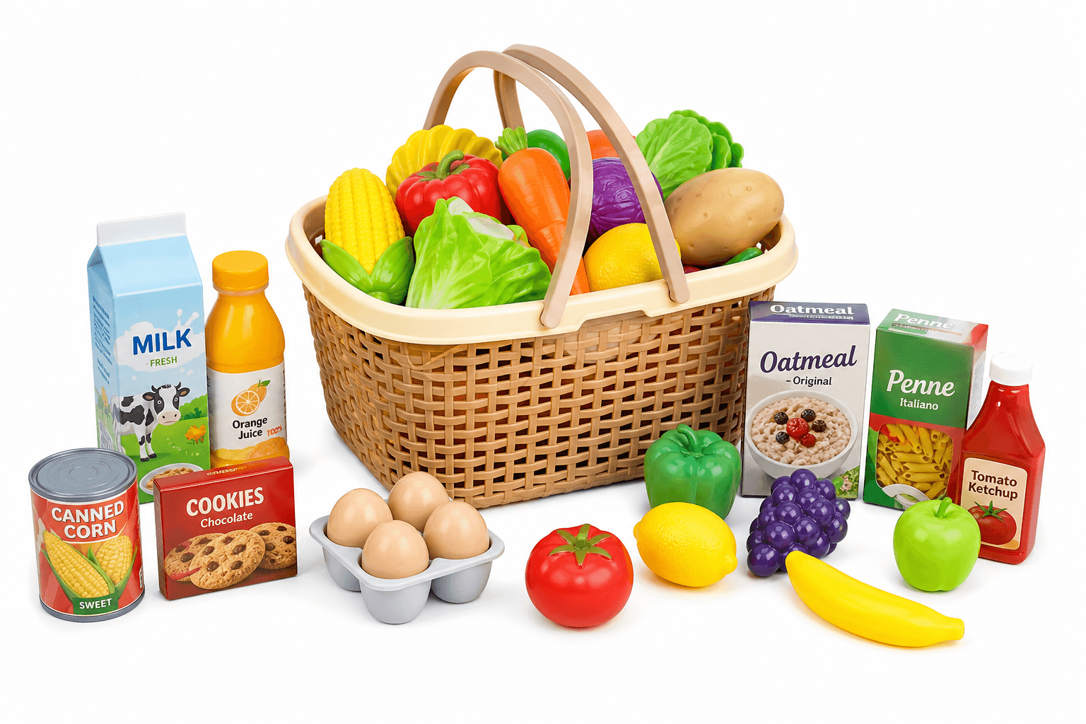 Mini Market Grocery Basket - 24 pieces product photograph on white background