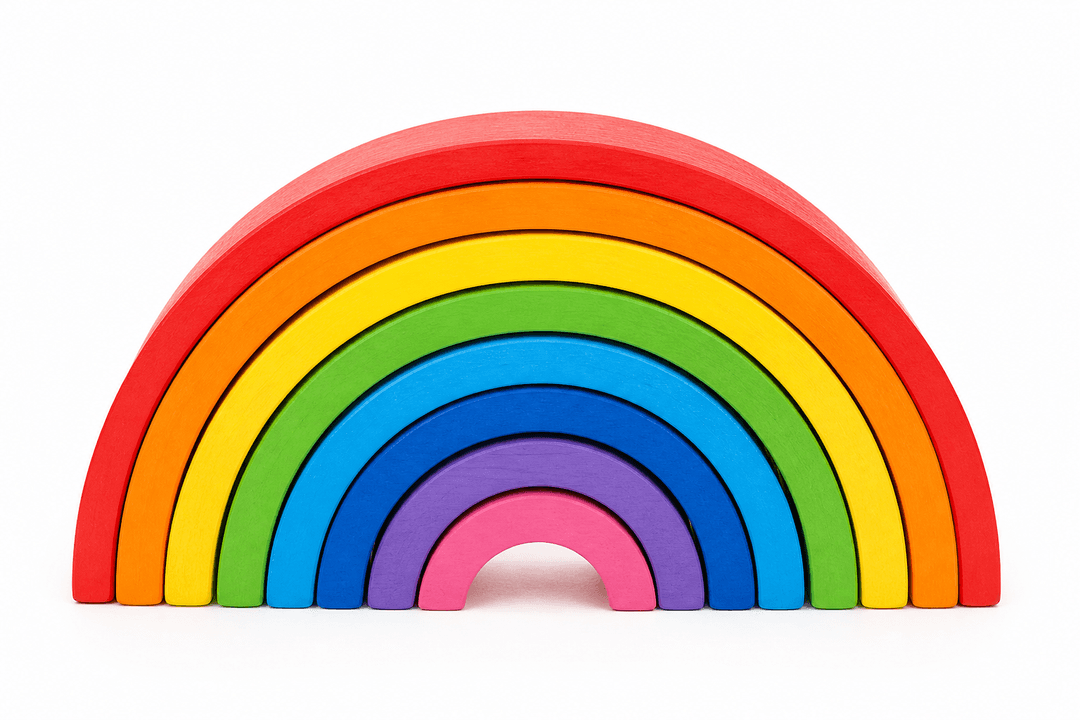 Rainbow Wooden Stacking Arches - eight pieces product photograph on white background