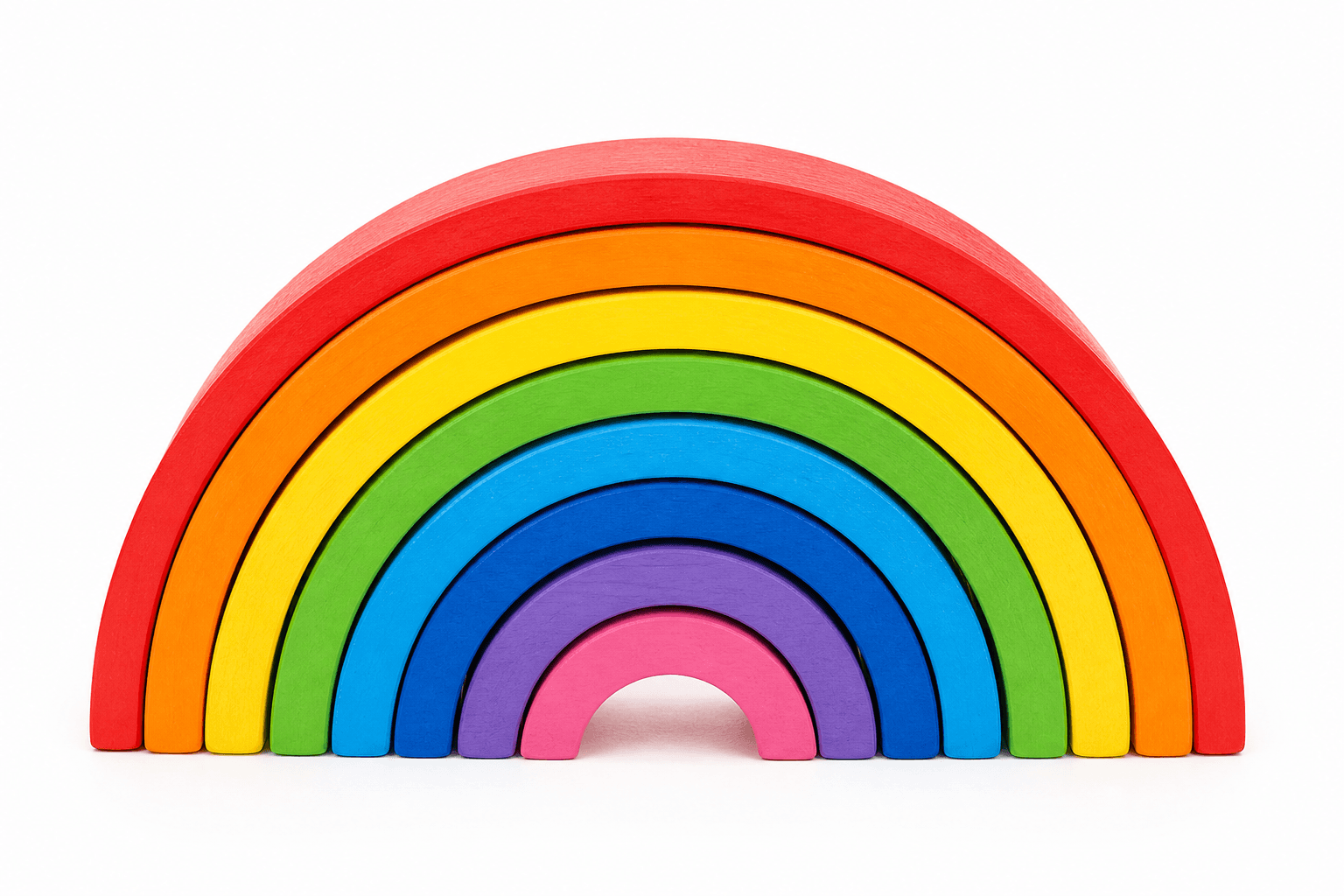 Rainbow Wooden Stacking Arches - eight pieces product photograph on white background
