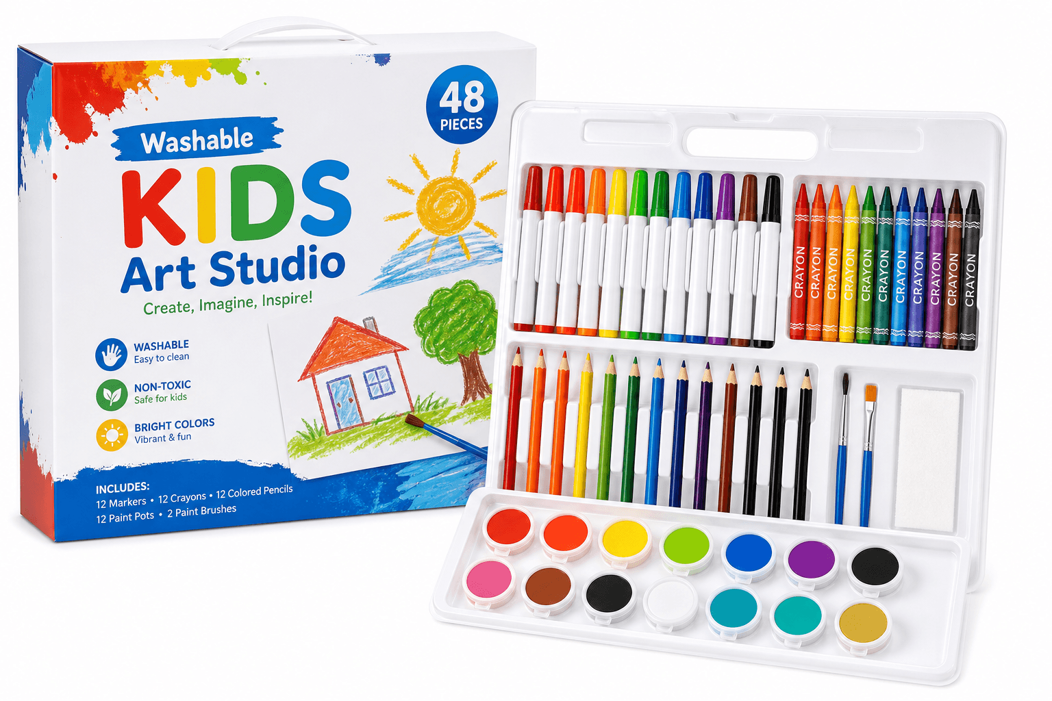 Washable Art Studio Set - 48 pieces product photograph on white background