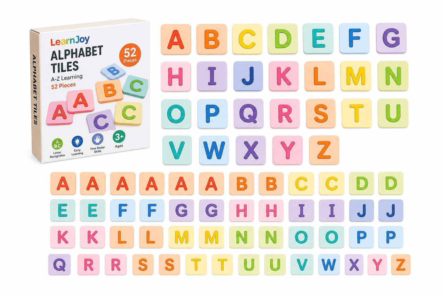 Alphabet Learning Tiles - 52 pieces product photograph on white background