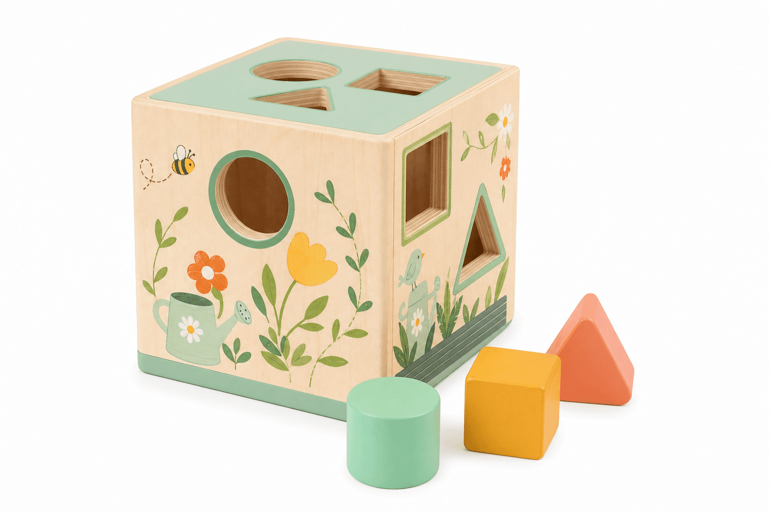 Garden Shape Sorting Cube - sorter product photograph on white background