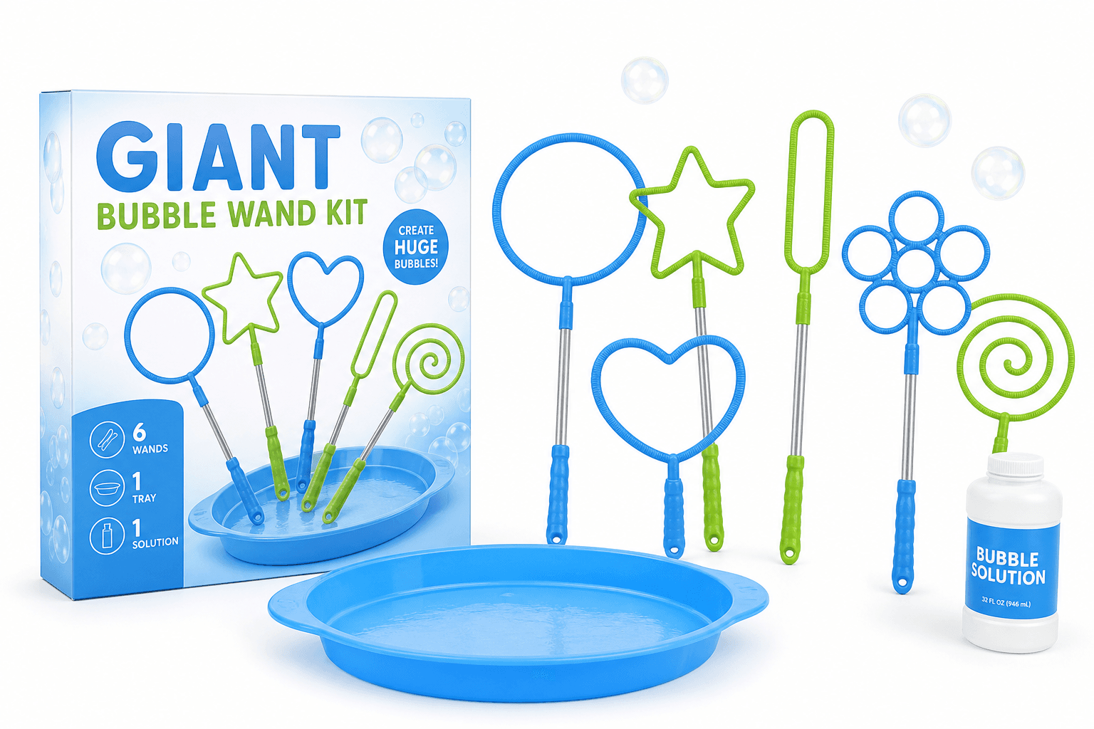 Giant Bubble Wand Kit - 12 pieces product photograph on white background