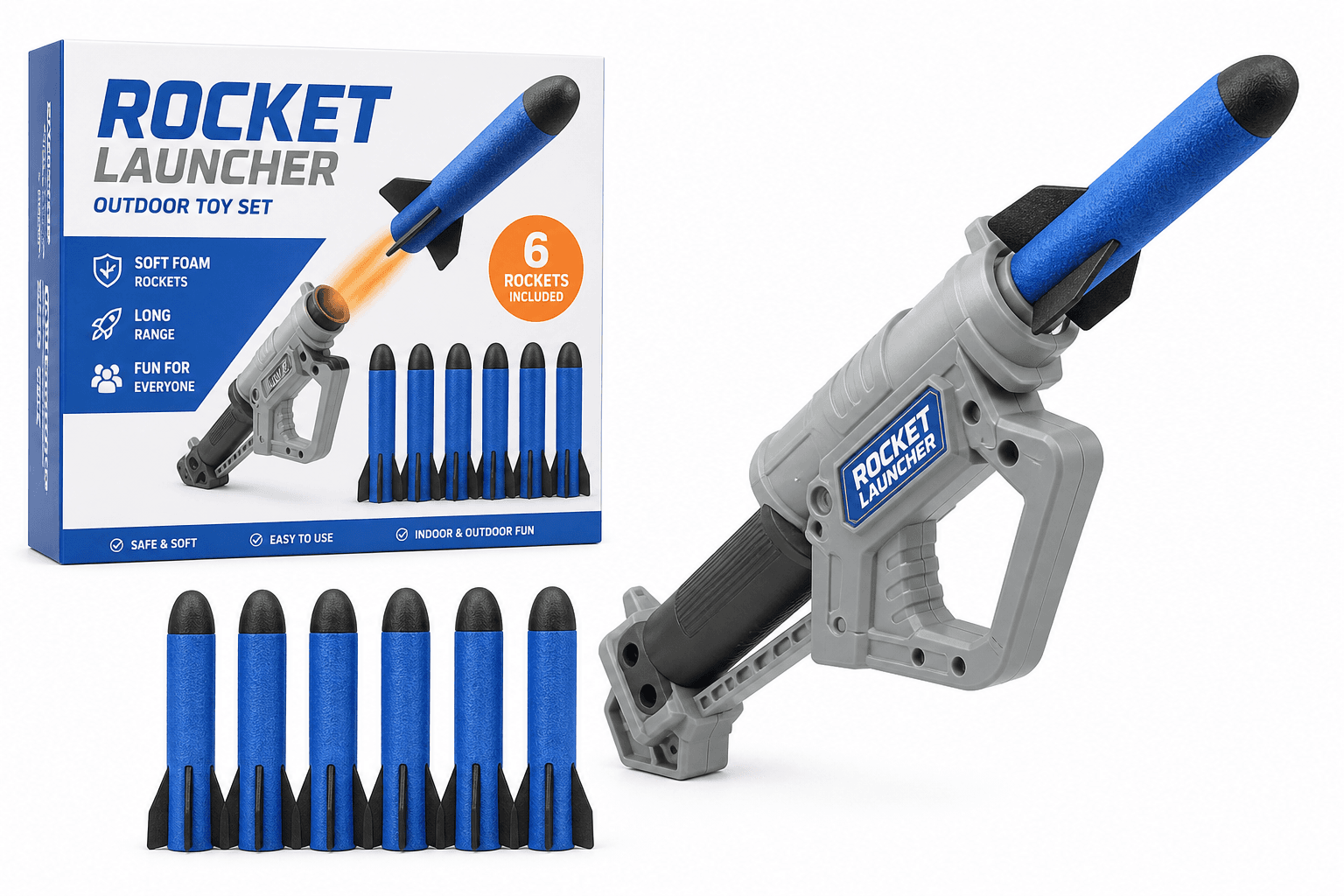 Soft Foam Rocket Launcher Set - outdoor product photograph on white background
